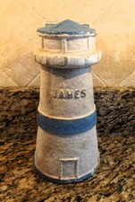VINTAGE 1950'S JAMES SALT WATER TAFFY RARE NJ SHORE LIGHTHOUSE CONTAINER BANK picture