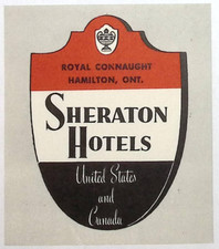c1940s Sheraton Hotels Royal Connaught Hamilton Ontario Luggage Label picture