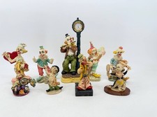 Vintage Resin Clown Figurine Lot Clock China Circus Decor 5.6 lb picture