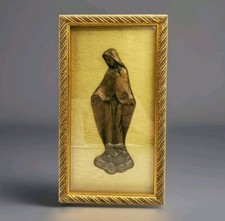 Vtg Antique Solid Bronze Virgin Mary Madonna Wall Plaque Icon picture