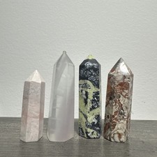Mixed Material Crystal Tower Set Of 4.  3”-3.75” 337 Grams picture