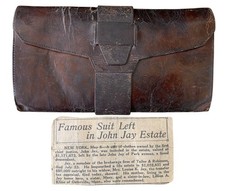 Antique 19th Century Folding Leather Wallet Billfold Men’s Pocketbook Jay Family picture