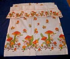 Vintage Merry Mushroom Kitchen Curtain Panel & Valance 70's-Good Cond. picture