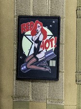 Vintage Bomber Look Jessica Rabbit Red Hot hook Loop Patch Head picture