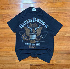 Vintage 90s Harley-Davidson Made in U.S.A. Eagle Graphic T-Shirt Black Size M picture