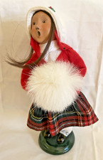 VTG Byers Choice Carolers 1999 Traditional Child Girl Red Plaid Skirt Fur Muff  picture