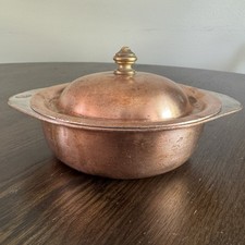 Rare Antique Pure Copper Sterling Silver Lined Pot W/ Lid From Alamac Hotel NY picture