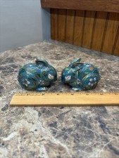 Pair of Vintage Chinese Cloisonné Enamel Rabbits - Exceptional Quality picture
