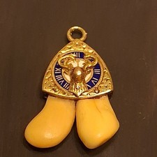 Vintage Elks Club Lodge 14k Yellow Gold dual  Teeth Pendant picture