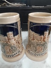 Pair Of Heidelberg German Mini Steins Unlidded CRM K Nice Preowned Condition  picture
