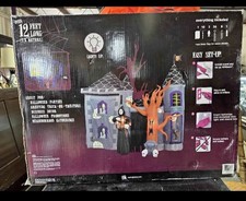 Gemmy Halloween Inflatable Haunted House Castle With Tree & Reaper RARE picture