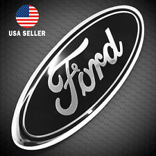 FORD BLACK & SILVER EMBLEM OVAL 9 INCH LOGO Front Grille/Tailgate Badge 2004-16 picture