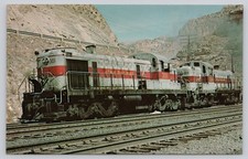 Vintage Utah Railway Locomotives 301 & 304 Photochrome Postcard 1977 picture