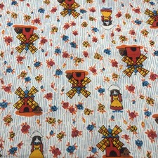 Vintage 1960s Cotton Fabric; Windmills, European Inspired. 3 yards  picture