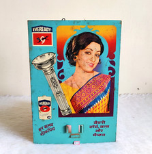 Vintage Bollywood Actress Hema Malini Eveready Battery Advertising Tin Sign Old picture