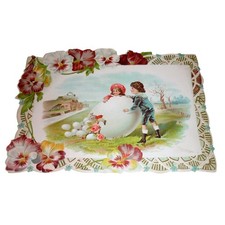 Antique Victorian Trade Card C. D. Kenny Tea Coffee Children Giant Easter Egg picture