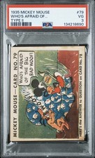 1935 DISNEY MICKEY MOUSE GUM CARD #79 TYPE 2 RARE PSA 3 VG WHOS AFRAID OF… R89 picture