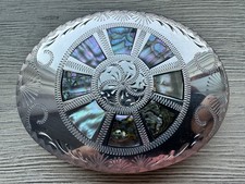 Vtg. Johnson Held Ltd Handmade Abalone Inlay Belt Buckle Denver Colorado  picture