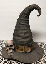 Halloween Spooky Black Witch Hat with Skull Tabletop Decoration for Halloween picture