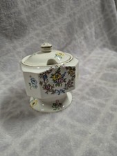 VTG Porcelain Sugar Bowl With Lid Hand Decorated Floral Made In Japan Dish picture