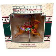 Enesco Carousel Reindeer Ornament 1985 Treasury Christmas Seasons Greeting NOS picture