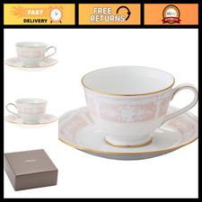 Elegant Fine Porcelain Lace Tea & Coffee Bowl Dish - Gold & Pink - Japan Import picture