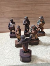 Lot Miniature Hand Carved ANRI Music Band Miniature Figures 6 Complete Set  picture