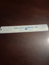 POLLOCK TIMBLIN FORD DEALERSHIP, SHARON PA, VINTAGE METAL ADVERTISING RULER picture