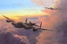 Towards Night's Darkness by Robert Taylor print signed by 10 Lancaster Aircrew picture