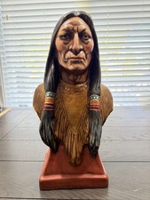Vintage Warrior Native American Indian Chief Jan 1974 Bust Statue ceramic Rare picture