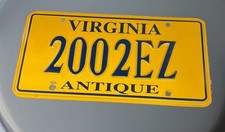 Authentic 2002 Virginia Antique Vehicle License Plate Tag #2002EZ Embossed picture