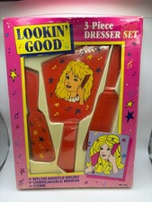 New Vintage 1987 A.R.C. Lookin' Good Retro 3 Piece Plastic Dresser Set picture