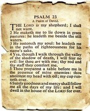 Catholic print picture - Psalm 23 on Old Paper R - 8