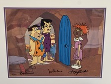 Hanna Barbera Flintstones Triple Signed Cel The Return Or Stoney Curtis Rare picture