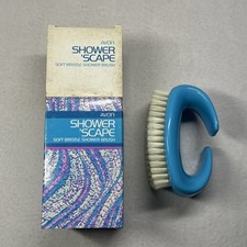 Avon SHOWER SCAPE Blue Soft Bristle Shower BODY BATH BRUSH Curved VINTAGE 1980 picture