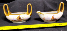 Antique Jul Brauer Cream, Sugar w/Sailboat Handpainted Gold Trim 1903 Signed FRG picture