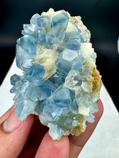 Beautiful Blue Celestine Cluster with Calcite Combine specimen from @Afg775 CTS picture