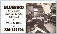Merritt BC Canada QSL Postcard Bluebird Ham CB Radio Rudolph Holliday 73s B168 picture