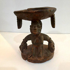 Antique African caryatid prestige stool-hand carved tribal female picture