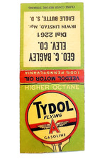 1930s Tydol Flying A Gasoline Matchbook Cover Veedol Motor Oil South Dakota picture