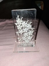 Purk Signed Vintage Hand Etched Lucite or Acrylic sunflowers.. picture