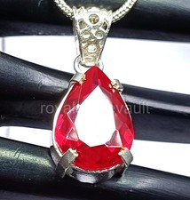 IGL 29.70 Ct Pear Cut Natural Red Ruby Pendant 925 Solid Silver – 5JOY picture