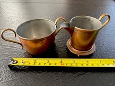 Vintage Copper/Brass Sugar and Creamer (with base) picture