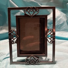 Vintage Metal Heart Border Double Frame 5x4” picture