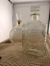 Vintage I.W. Harper Whiskey Medallion Decanter Lot 2 Glass Stopper Barware picture