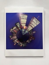 Vintage NYC Skyline Little Planet Photo 22x17 Stereographic Twin Towers Night picture