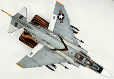 Pro built 1:48 scale F-4J Phantom scale model with custom wooden display stand picture