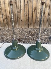 PAIR  Antique Vintage Gas Station Barn Porcelain lights old green bar Mancave picture