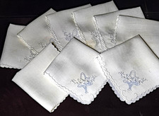 9 Vintage Madeira Hand Embroidered Luncheon Napkins with Scalloped Edges B257 picture
