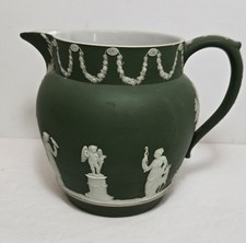 ANTIQUE Wedgwood Jasperware Olive Green Pitcher /Dutch Jug  Ca. 1920s  picture